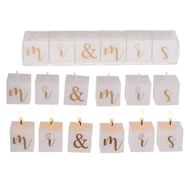 Kerzenblock mit Schrift "Mr. & Mrs."