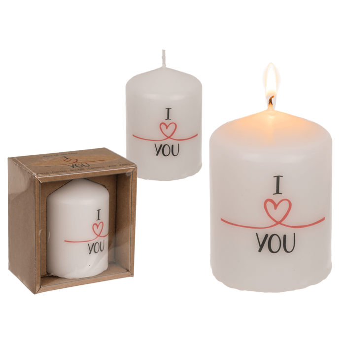 Stumpenkerze "I love you"