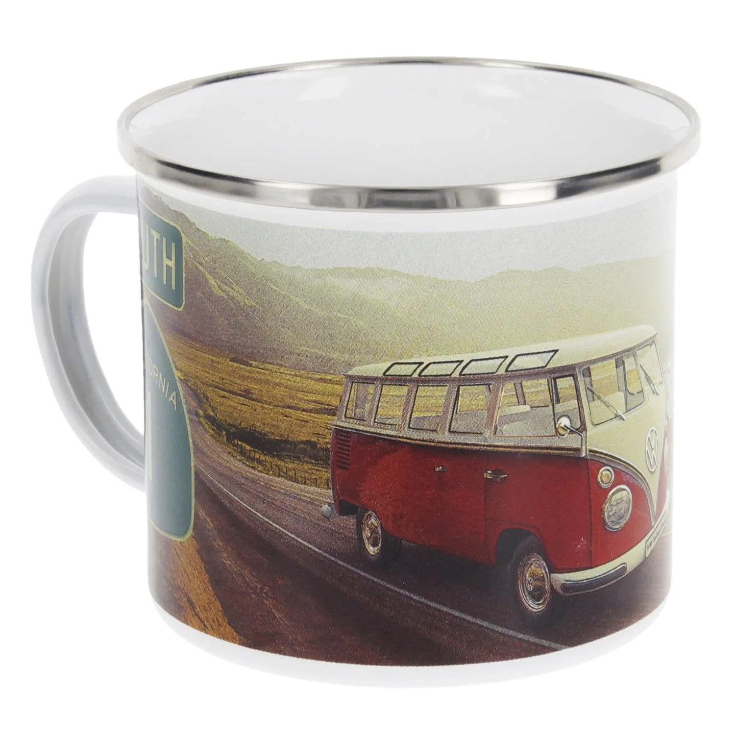 VW T1 Bus Emaille Tasse "Highway"