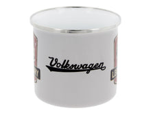 VW T1 Bulli Emaille Tasse - Vintage Logo mit Volkswagenschriftzug