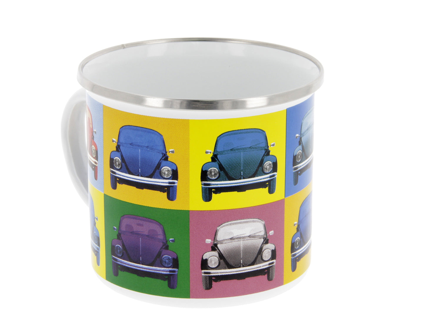 VW Käfer Emaille Tasse - Multicolor in verschiedenen Blickwinkel