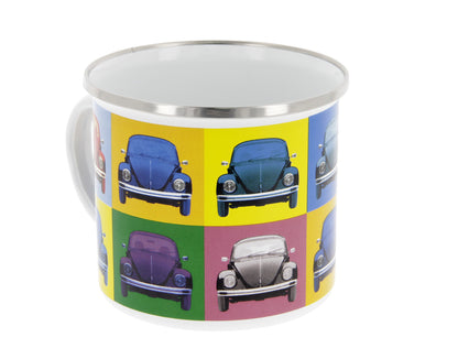 VW Käfer Emaille Tasse - Multicolor in verschiedenen Blickwinkel