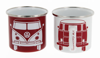 VW T1 Bulli Emaille Tassen - 2er-Set, 350ml