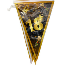 Wimpel Girlande zum 18. Geburtstag in schwarz und gold