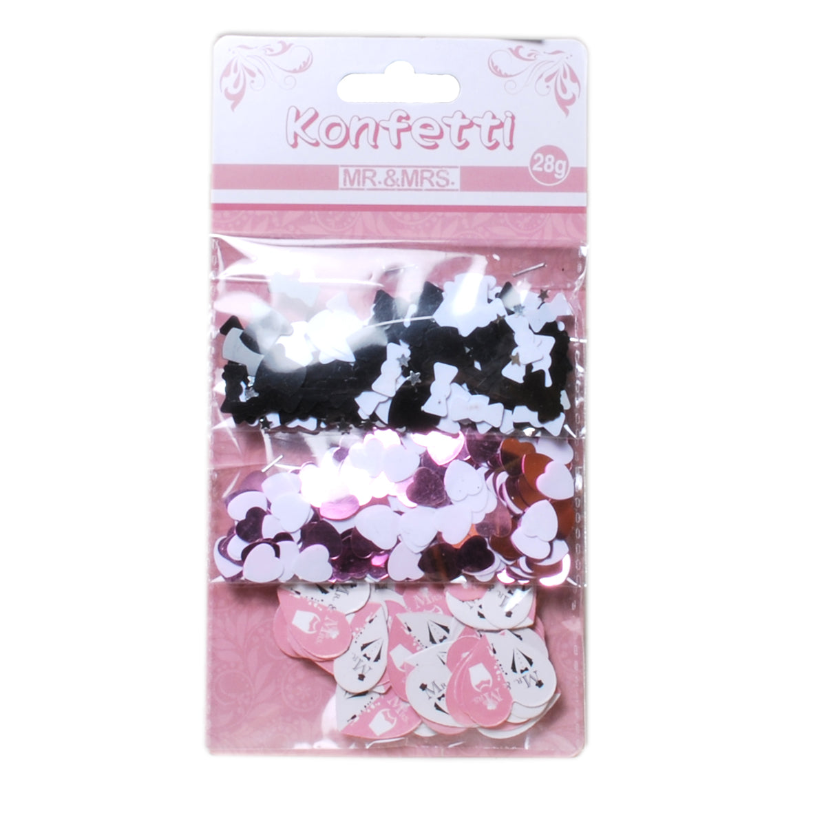 Konfetti-Mix "Mr. &amp; Mrs." Rosa/Schwarz zur Hochzeit