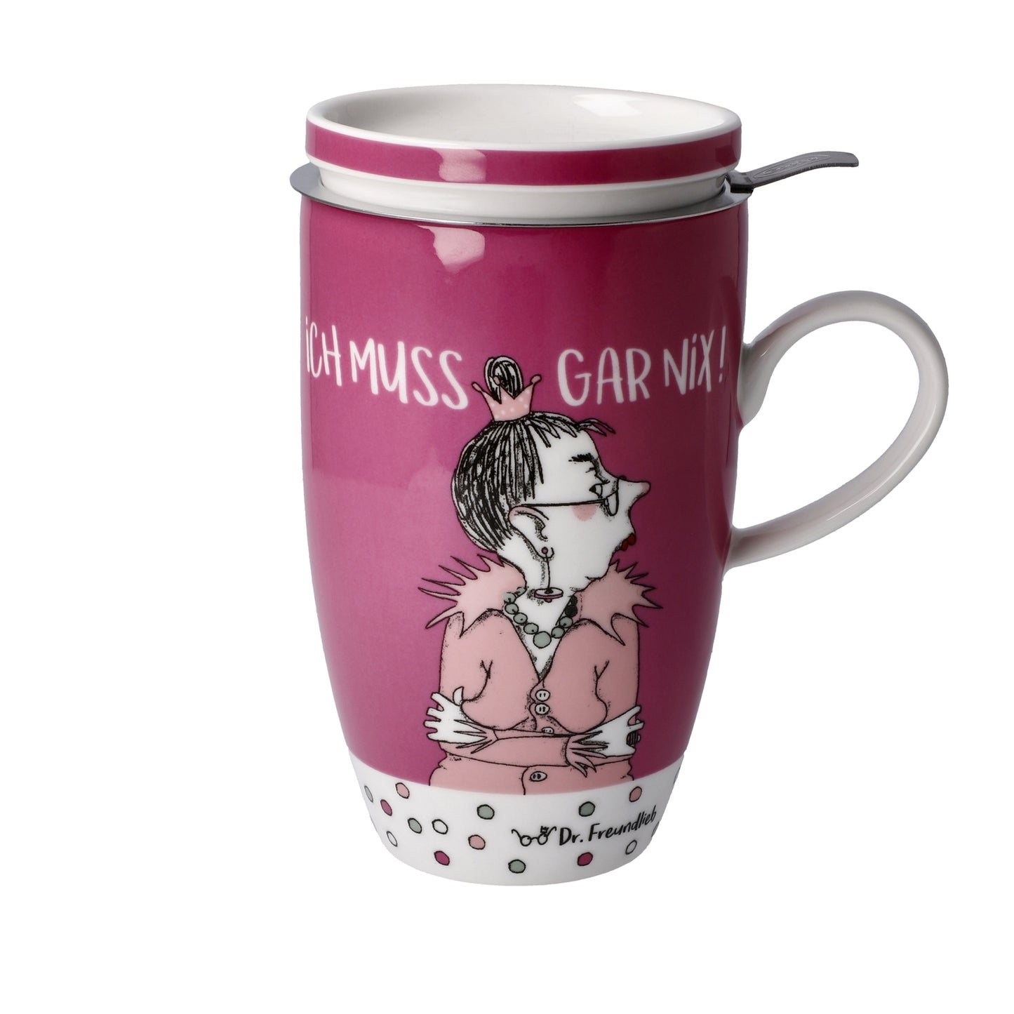 GOEBEL – Teetasse mit Deckel und Sieb – Barbara Freundlieb – “Ich muss gar nix!”