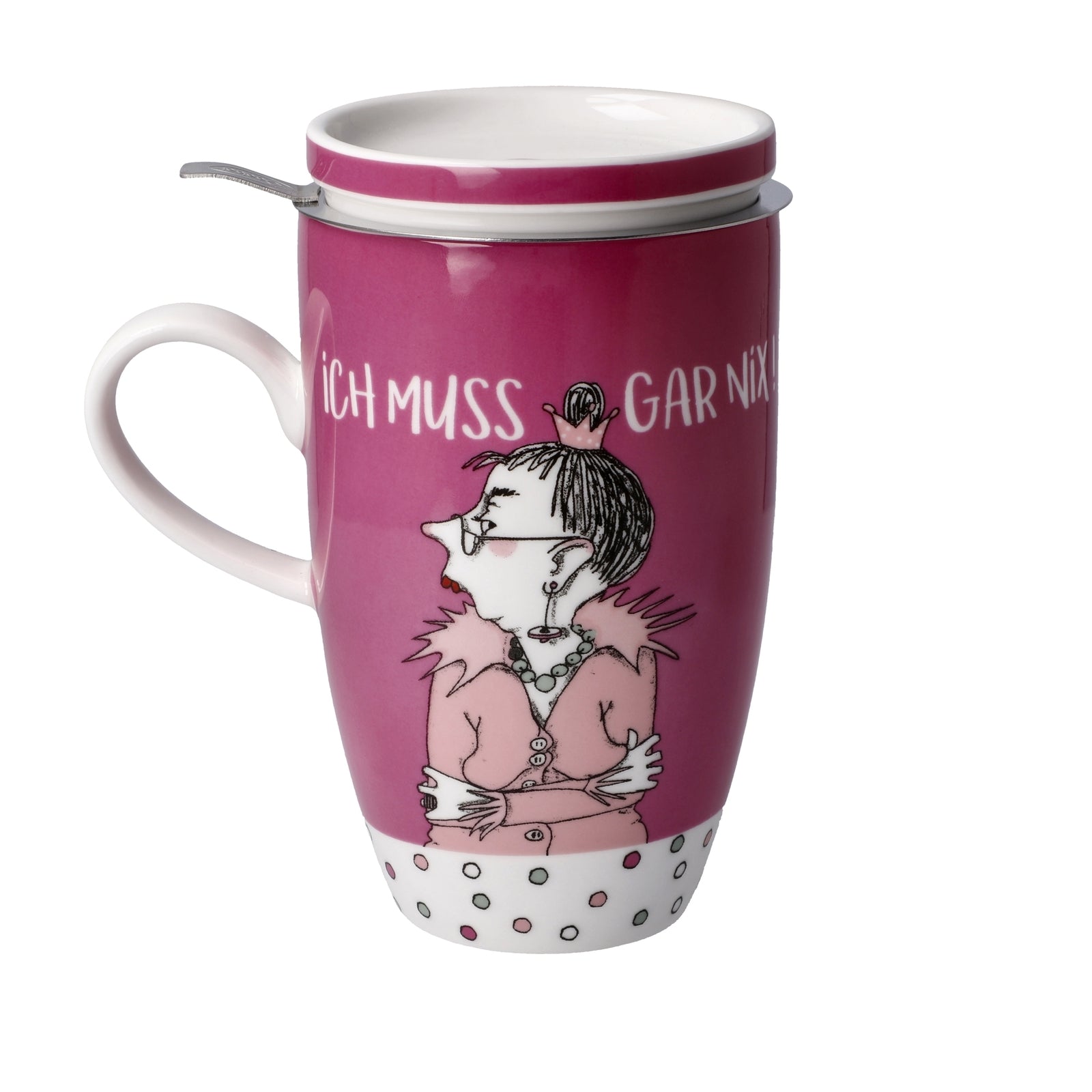 GOEBEL – Teetasse mit Deckel und Sieb – Barbara Freundlieb – “Ich muss gar nix!”