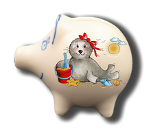 Handgemachtes Sparschwein Seehund "Mädchen"
