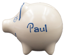 Handgemachtes Sparschwein mit dem Motiv „Seehund mit Taucherbrille“, 8 cm – personalisierbar mit Wunschnamen oder Wunschtext