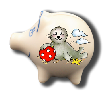 Handgemachtes Sparschwein Seehund "Ball"