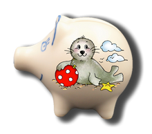 Handgemachtes Sparschwein Seehund "Ball"