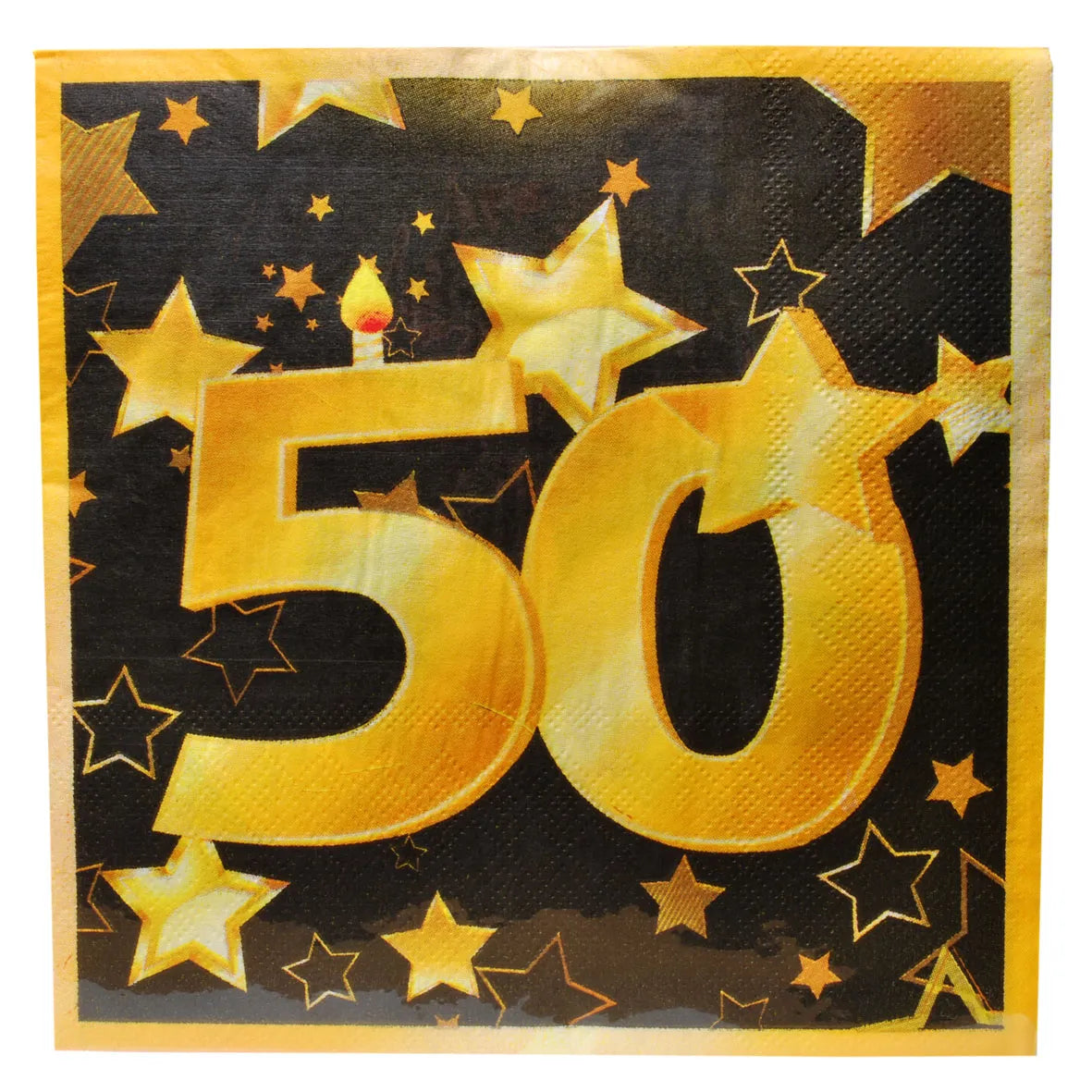 Servietten zum 50. Geburtstag "Sterne" in schwarz/gold