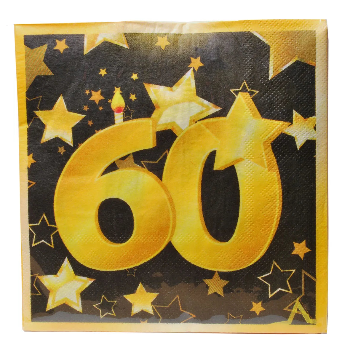 Servietten zum 60. Geburtstag "Sterne" in schwarz/gold