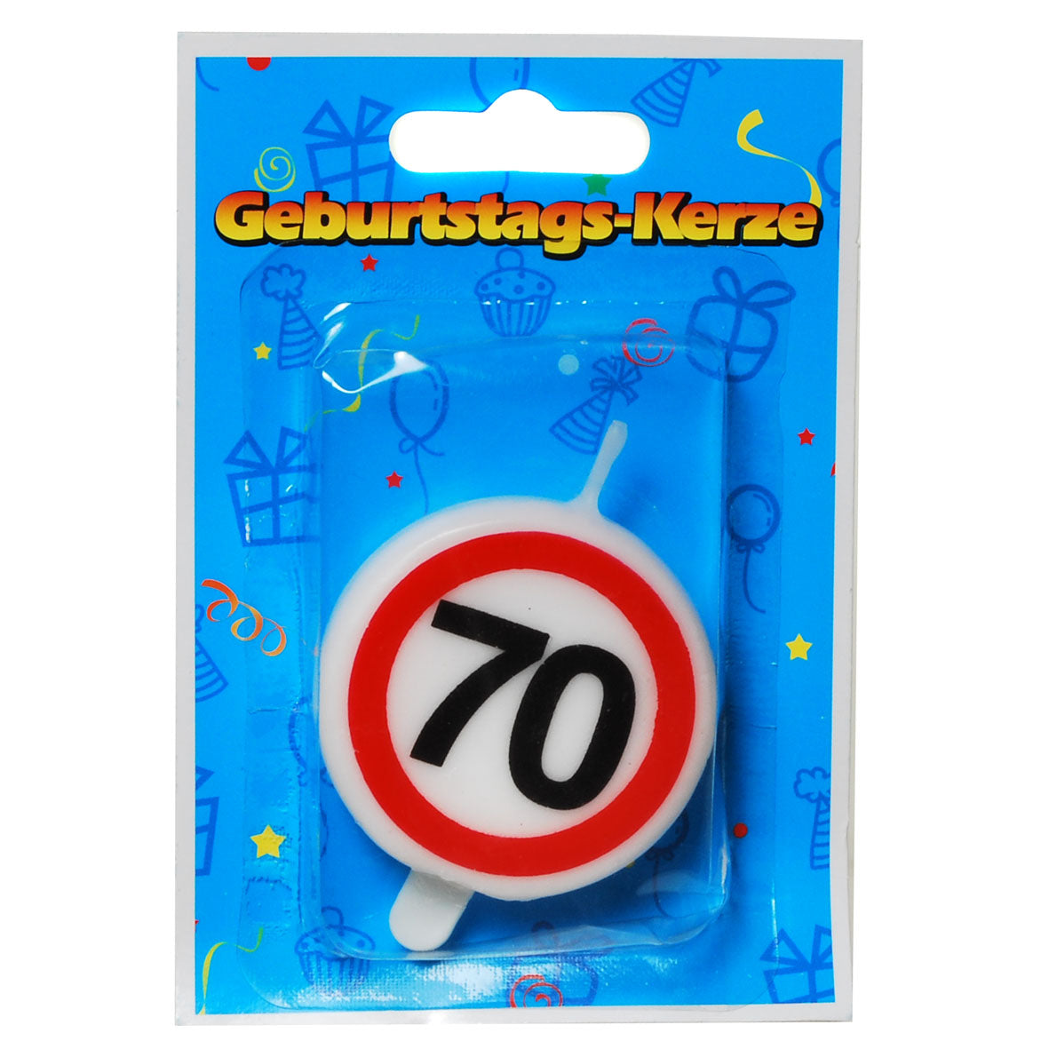 Tortenkerze zum 70. Geburtstag "Verkehrsschild"