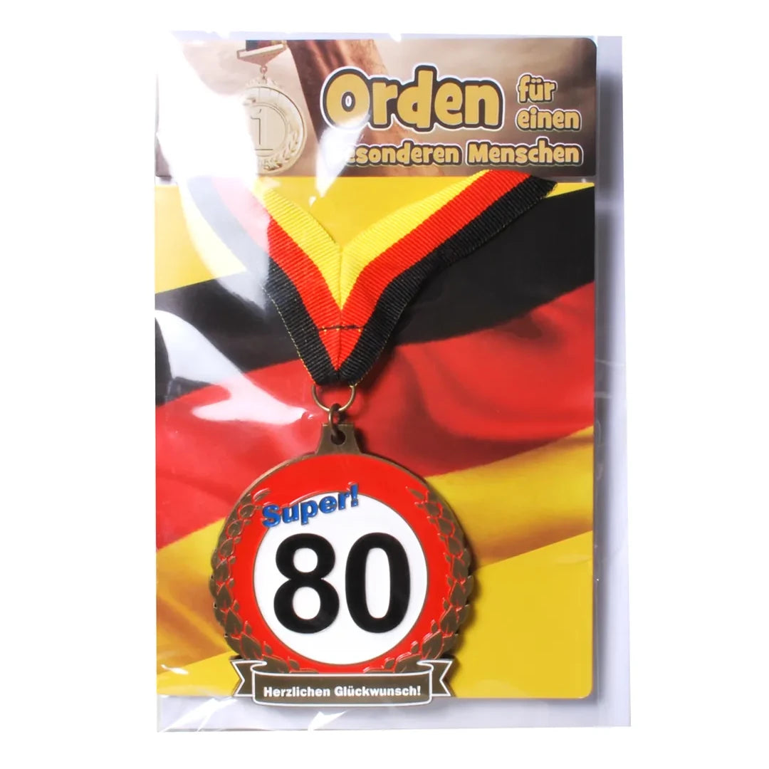 Glückwunschkarte zum 80. Geburtstag mit Orden