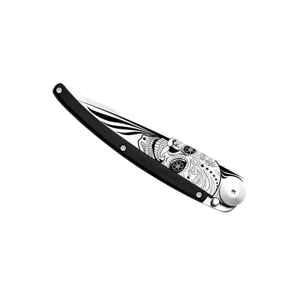 Deejo 37g - Taschenmesser mit Ebenholzgriff - Latino Skull