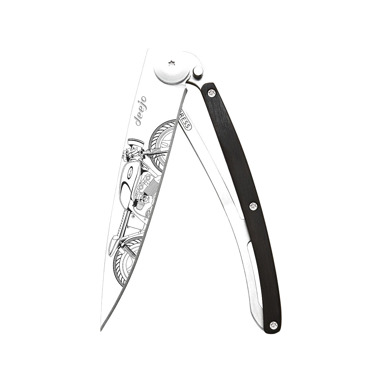 Deejo 37g - Taschenmesser mit Ebenholzgriff - Café Racer