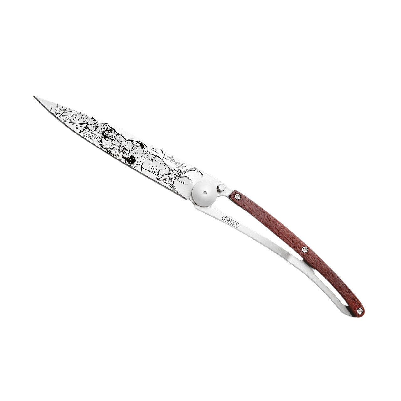Deejo 37g - Taschenmesser mit Korallenholzgriff - Jagdszene