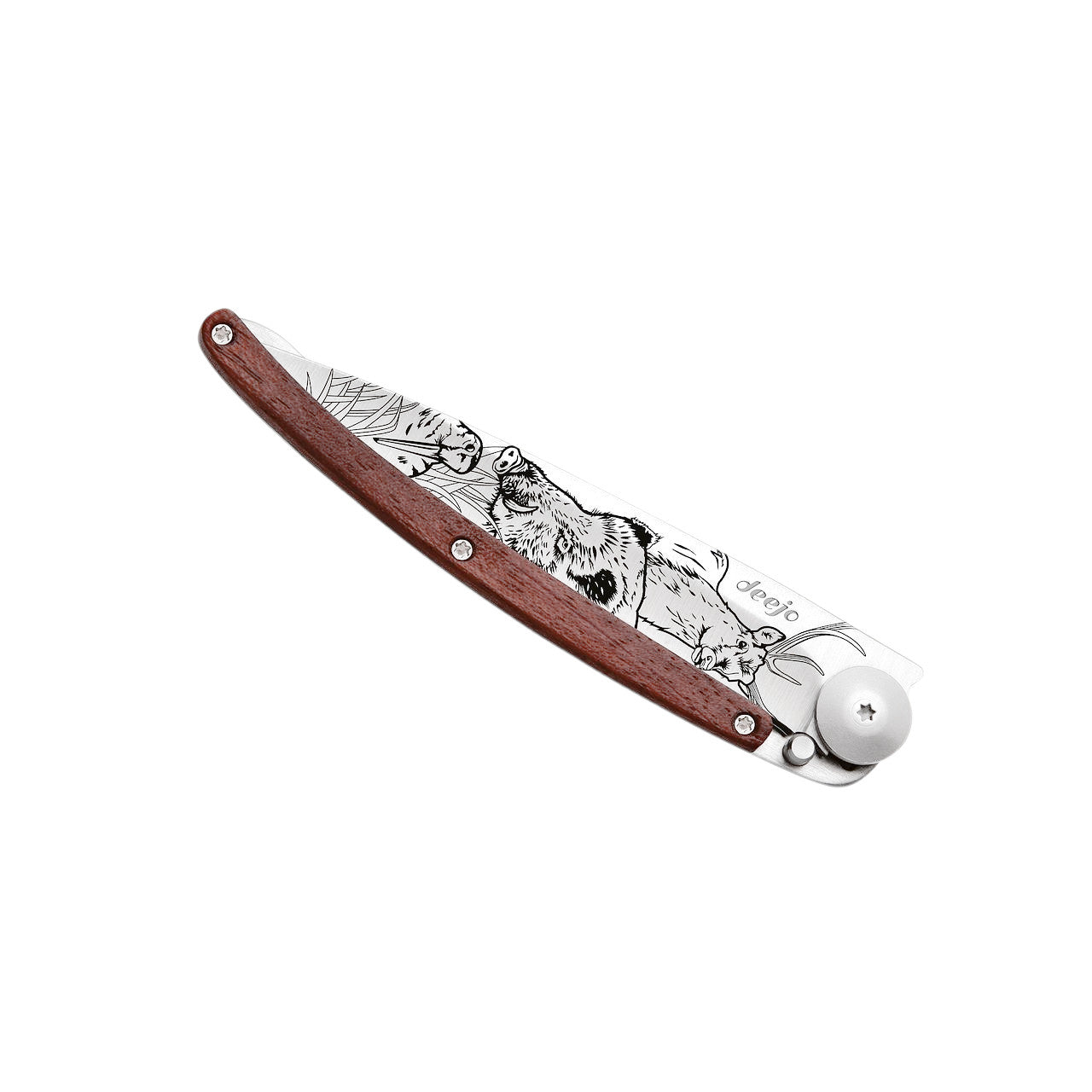Deejo 37g - Taschenmesser mit Korallenholzgriff - Jagdszene