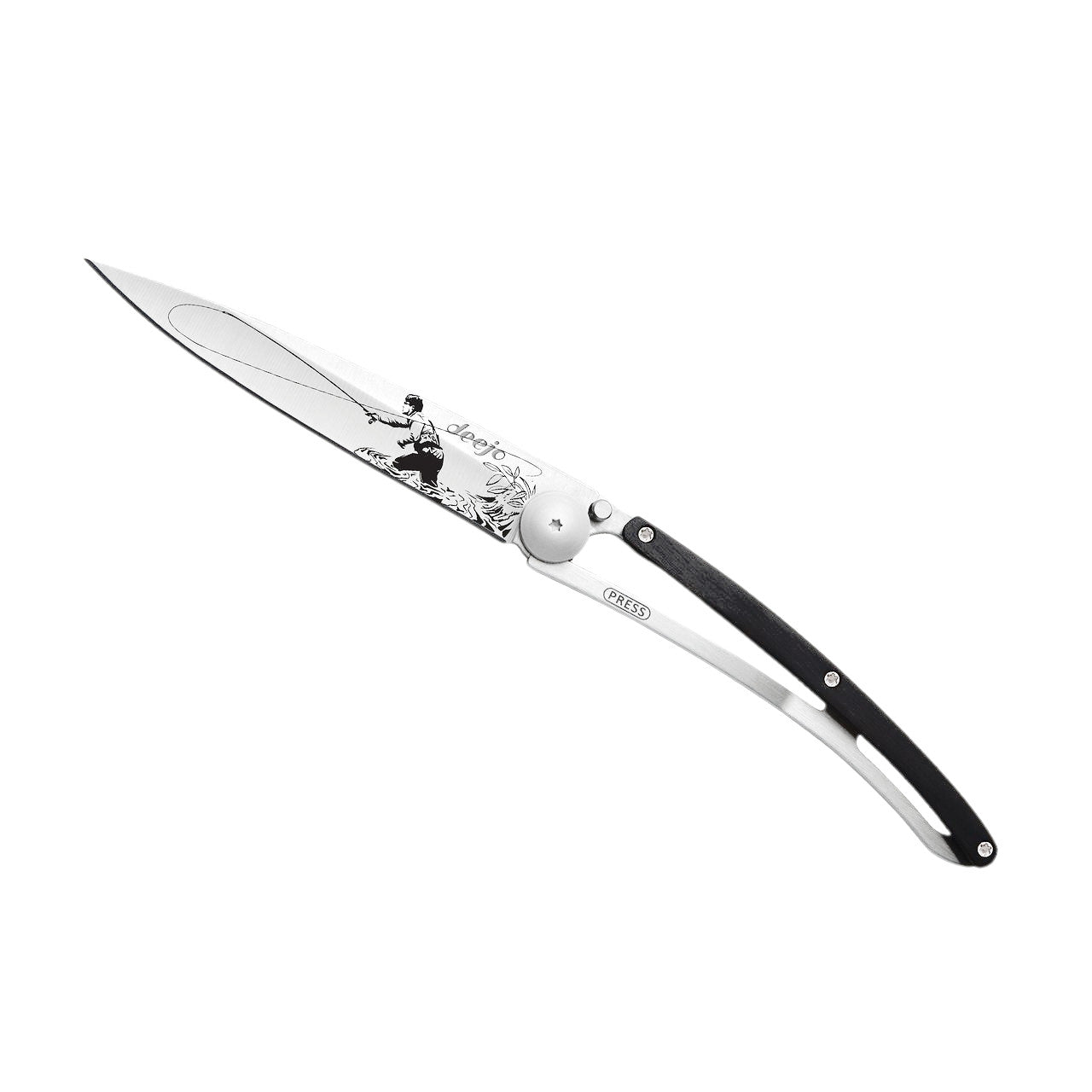 Deejo 37g - Taschenmesser mit Ebenholzgriff - Fliegenfischen