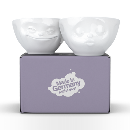FiftyEight Schälchen-Set "Küssend & Grinsend", Front, weiß mit passender Geschenkbox