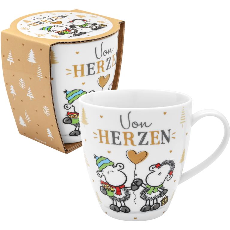 Sheepworld Tasse "Von Herzen" Wintermotiv