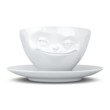 FiftyEight Kaffeetasse "Grinsend", Front, weiß