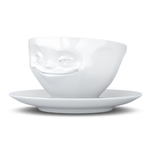 FiftyEight Kaffeetasse "Grinsend", seitlich, weiß