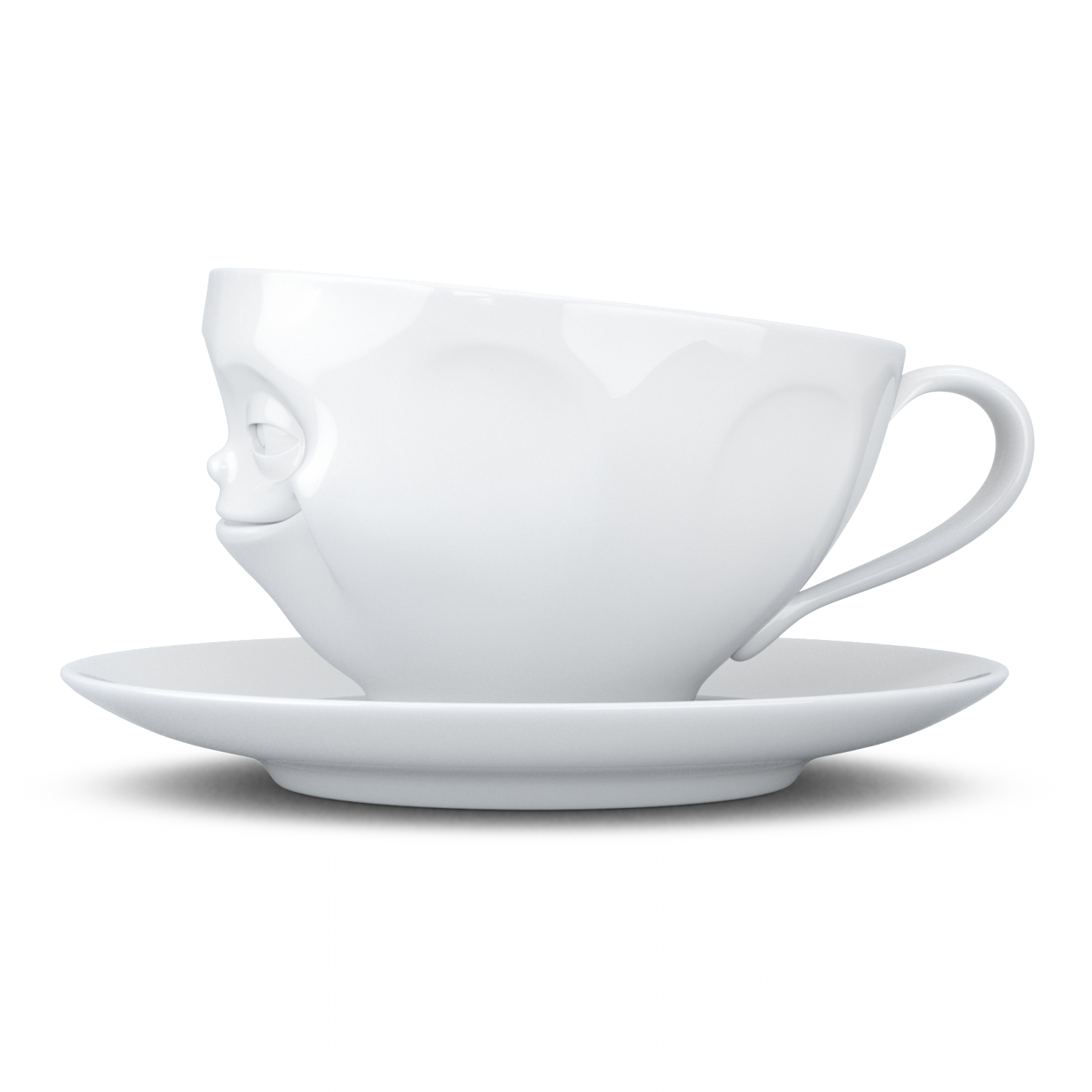 FiftyEight Kaffeetasse "Grinsend", Seite, weiß