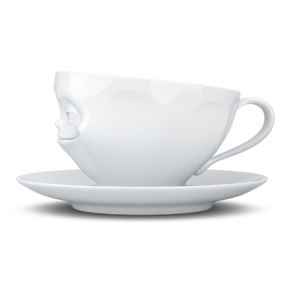 FiftyEight Kaffeetasse "Grinsend", Seite, weiß
