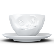FiftyEight Kaffeetasse "Lecker", Front, weiß