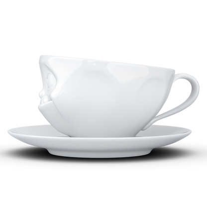 FiftyEight Kaffeetasse "Lecker", Seite, weiß
