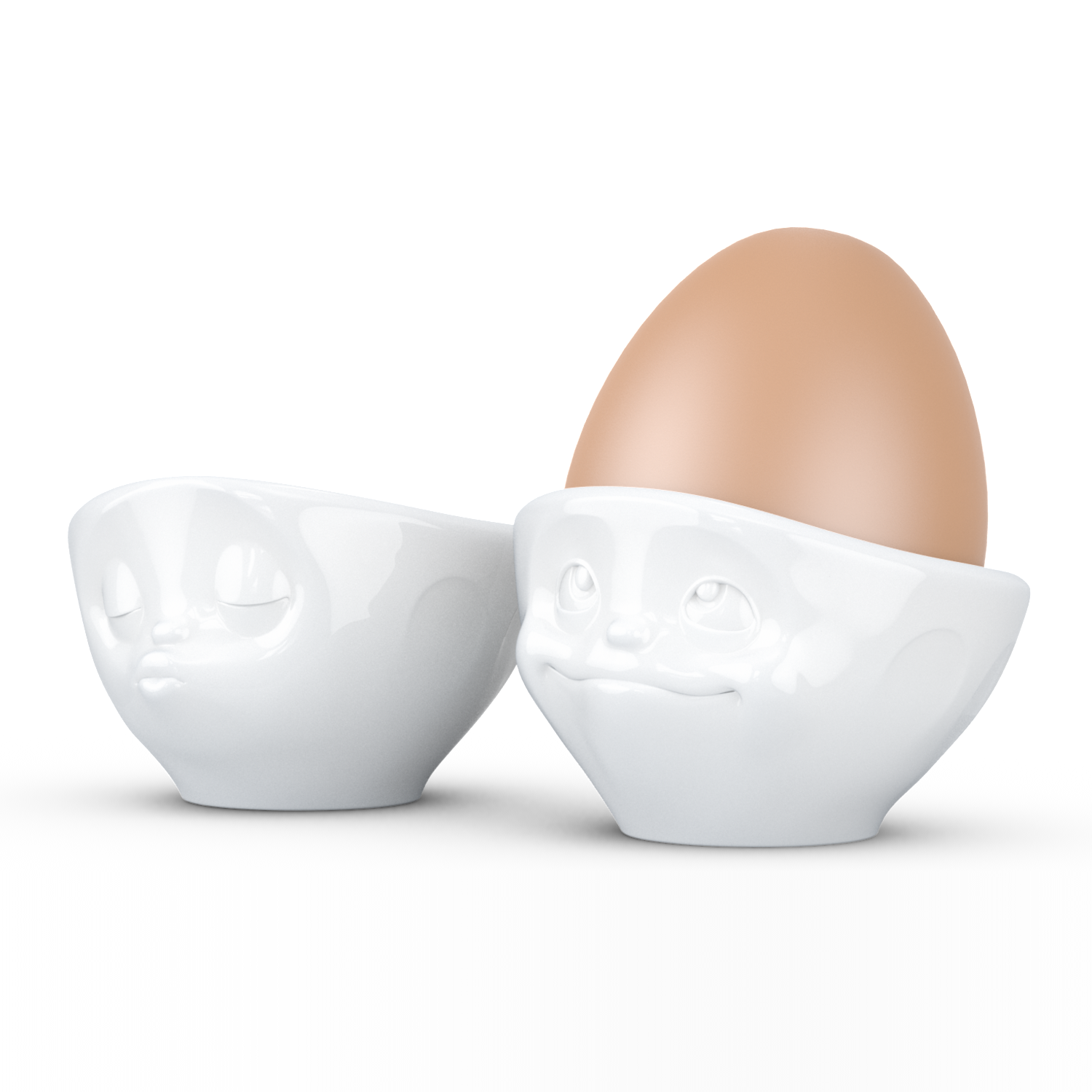 FiftyEight Eierbecher-Set "Küssend & Verträumt", weiß, seitlich