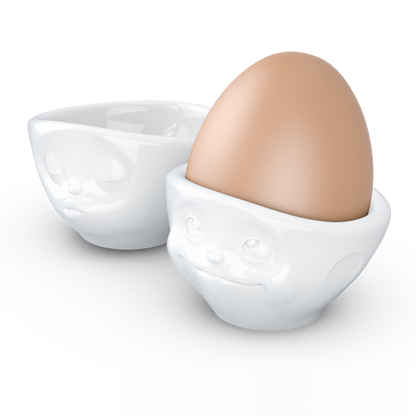 FiftyEight Eierbecher-Set "Küssend & Verträumt", weiß, seitlich oben