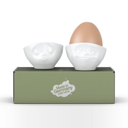 FiftyEight Eierbecher-Set "Küssend & Verträumt", weiß, Front mit Geschenkbox