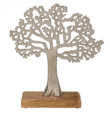 Lebensbaum silber mit Holz-Standfuß, 2 Größen