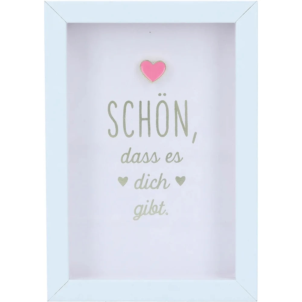 Mini-Bilderrahmen mit Schriftzug "Schön" Weiß/Rosa