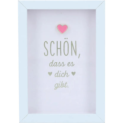 Mini-Bilderrahmen mit Schriftzug "Schön" Weiß/Rosa