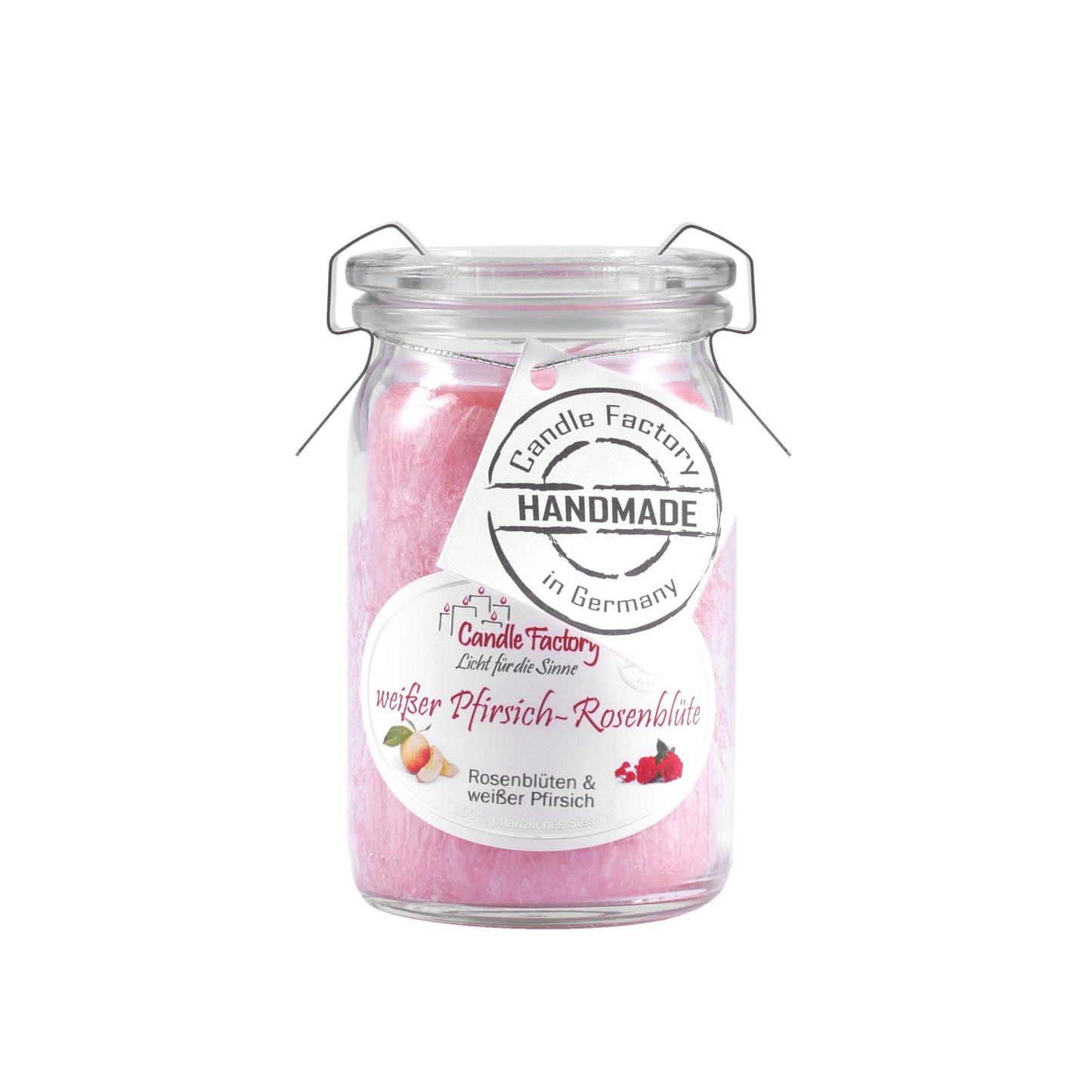 Candle Factory Duftkerze - Weißer Pfirsich-Rosenblüten im Weck-Glas