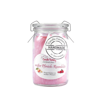 Candle Factory Duftkerze - Weißer Pfirsich-Rosenblüten im Weck-Glas