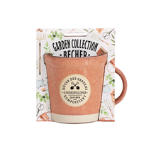 Becher im Pflanztopf-Design „Hüter des Garten" - aus Steinzeug mit Henkel