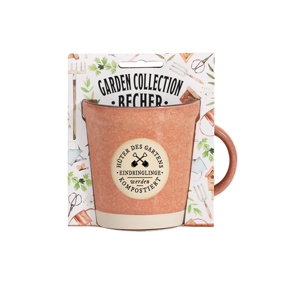 Becher im Pflanztopf-Design „Hüter des Garten" - aus Steinzeug mit Henkel