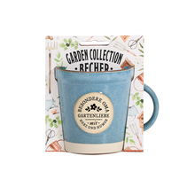 Becher im Pflanztopf-Design „Besondere Oma" - aus Steinzeug mit Henkel