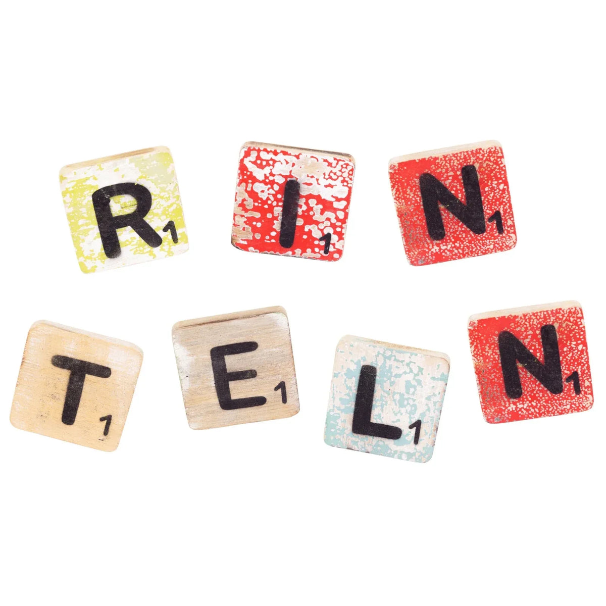 Wörterpuzzle - Holztafeln mit Buchstaben, Zeichen, Symbolen