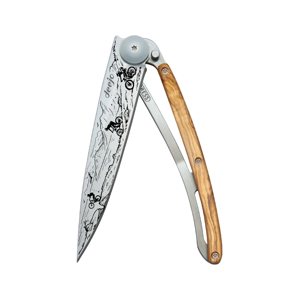 Deejo 37g - Taschenmesser mit Olivenholzgriff - Mountainbike
