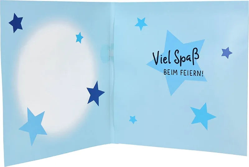 Musikkarte 12. Geburtstag / blau aufgeklappt