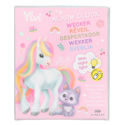 Ylvi Wecker im Einhorn-Design Rosa Verpackung