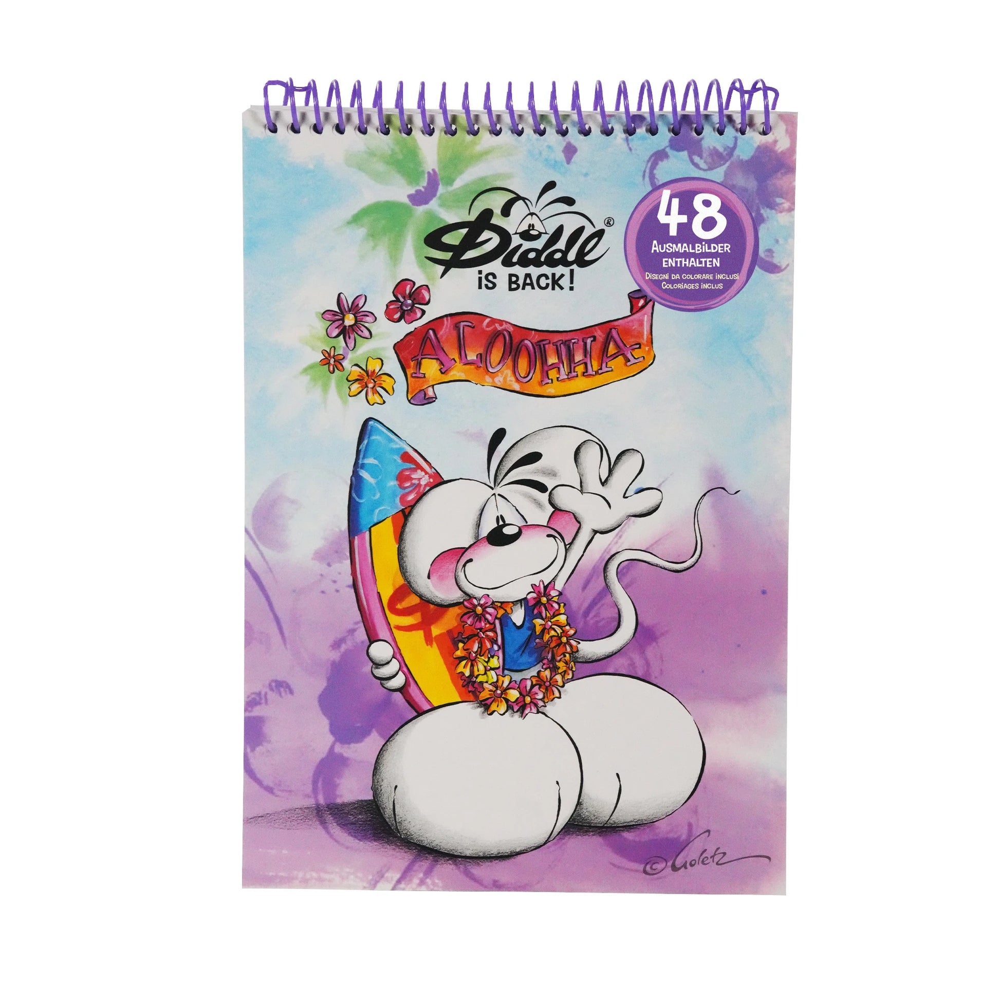Diddl Malbuch, A4 mit dem lila Cover