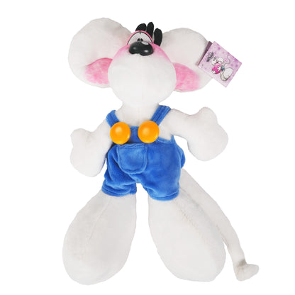 Diddl Plüschtier in blauer Latzhose, 30cm, von vorne stehend