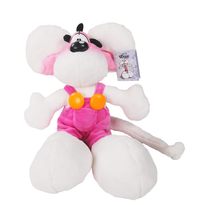 Diddl Plüschtier in rosa Latzhose, 30cm, sitzend